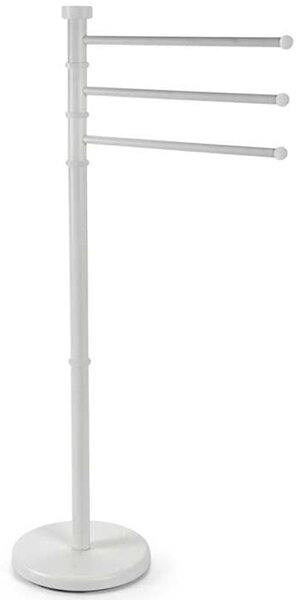Piantana Portasciugamani Milano da bagno 3 Bracci in Metallo Bianco 22x31x85 cm
