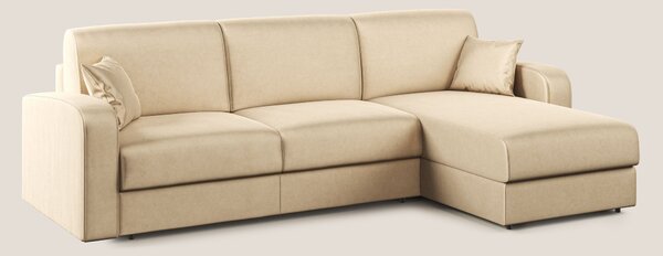 Lebron Divano letto angolare con penisola in velluto morbido T01 beige