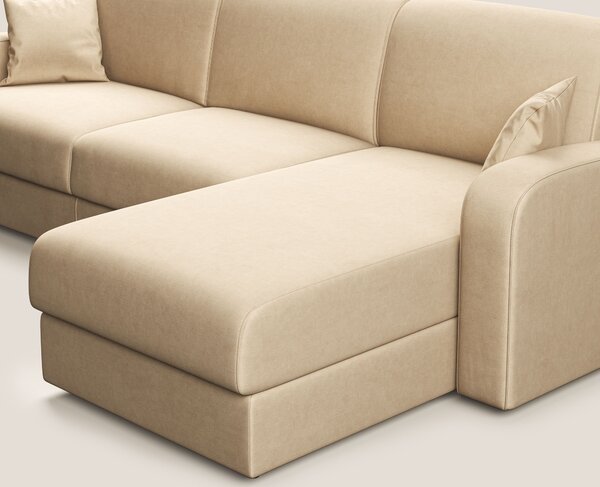 Lebron Divano letto angolare con penisola in velluto morbido T01 beige