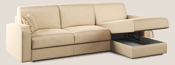 Lebron Divano letto angolare con penisola in velluto morbido T01 beige