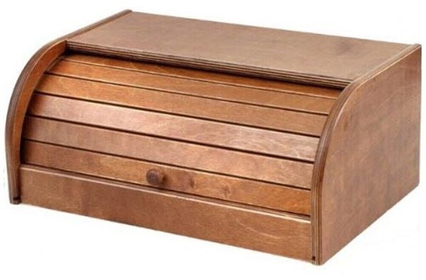 Portapane Con Serrandina Apri e Chiudi Porta Pane In Legno Scuro 39x25x17 cm