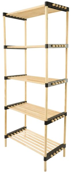 Scaffale Modulare Multiuso Bagno Mensole 5 ripiani Bambù Salvaspazio 28x49x127cm