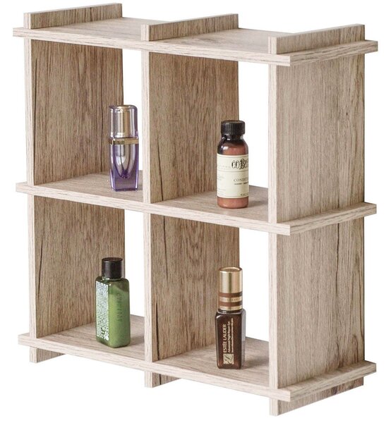 Libreria Scaffale a Parete 4 ripiani Bacheca in Legno Rovere Multiuso