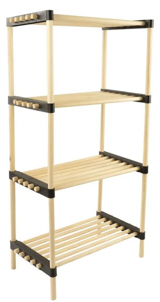 Scaffale Modulare Multiuso Bagno Mensole 4 ripiani Bambù Salvaspazio 48x28x93cm