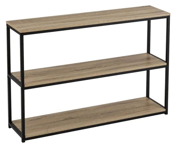 Libreria Scaffale a 3 Ripiani da Ingresso in Metallo e Legno 120x30x80H cm