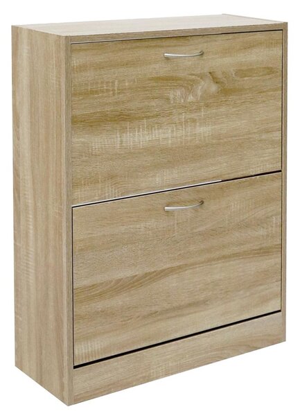 Scarpiera 2 Ante Ripiani Doppia Profondità in Melanina 60x24x83cm Colore Beige