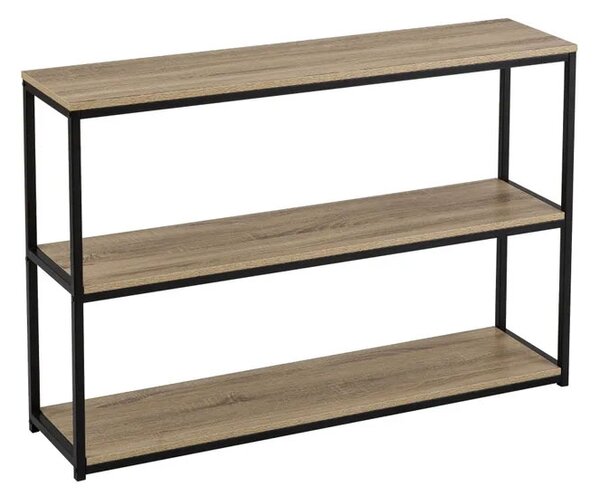 Libreria Scaffale a 3 Ripiani da Ingresso in Metallo e Legno 120x30x80H cm