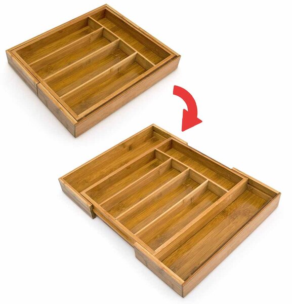 Portaposate Estensibile da Cassetto Cucina Porta Posate in Legno Bambù 37x31cm