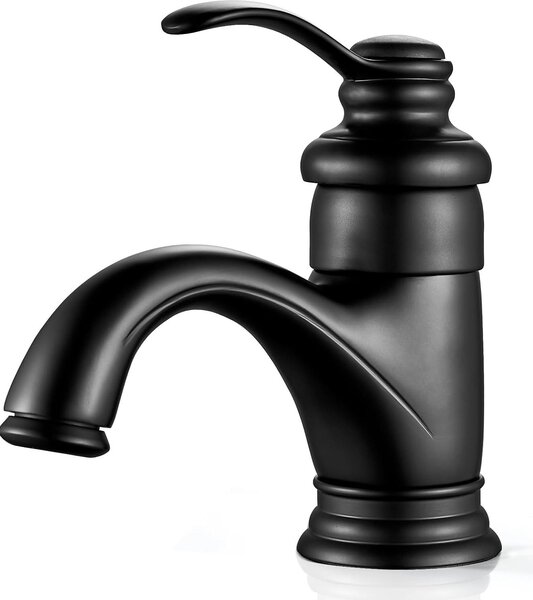 Miscelatore per lavabo retrò nero - rubinetto per bagno con bocca bassa - ottone