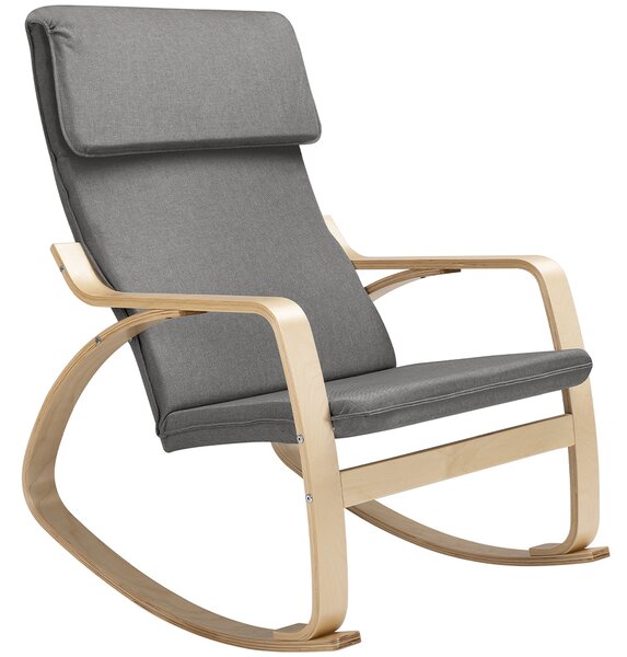 Sedia a Dondolo Poltrona Relax in Cotone Grigio con Schienale Cuscino Ergonomici