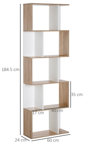 HOMCOM libreria in Legno, Scaffale a Ripiani, Mobile Contemporaneo, Bianco  legno naturale 60 × 24 × 184.5cm|Aosom