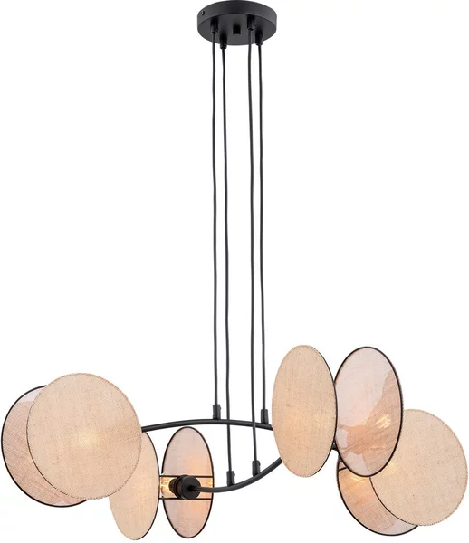Lampada a sospensione con paralumi a forma di 4 cerchi color crema, regolabile, MOTIF 4xE27 15W Emibig