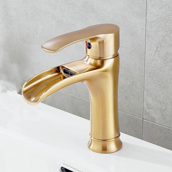 Watervalkraan bagno - Oro spazzolato - Miscelatore monocomando per lavabo - Ottone