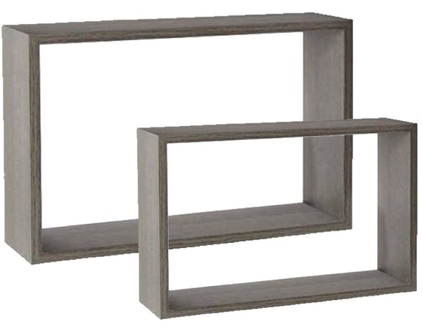 Set 2 Mensole a Muro Moduli da Parete Rettangolari Portaoggetti in Legno Olmo