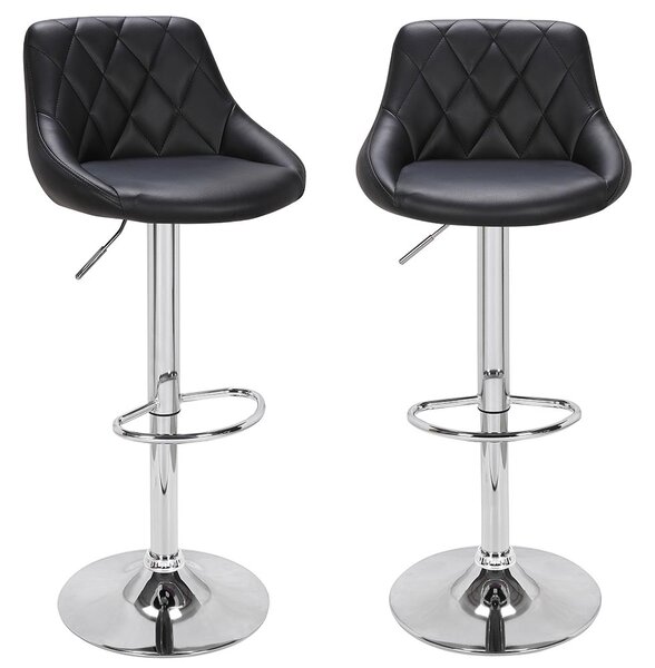 Set 2 Sgabelli Cucina Seduta Pelle Imbottita Sgabello Girevole Casa Bar Nero
