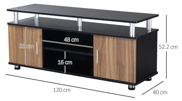 HOMCOM Mobile Porta TV Fino a 50'' con Armadietti e Ripiani, Mobiletto per Salotto e Soggiorno in Legno e Alluminio, 120x40x52.2cm|Aosom