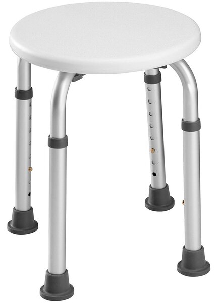 Sgabello Bagno Tondo in Alluminio Altezza Regolabile Sedile Doccia Sedia Vasca