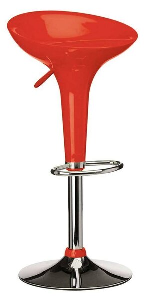 Sgabello Cucina Regolabile in Acciaio e ABS Seduta Girevole Rosso Casa Bar