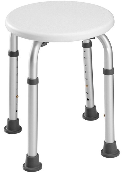 Sgabello Bagno Tondo in Alluminio Altezza Regolabile Sedile Doccia Sedia Vasca