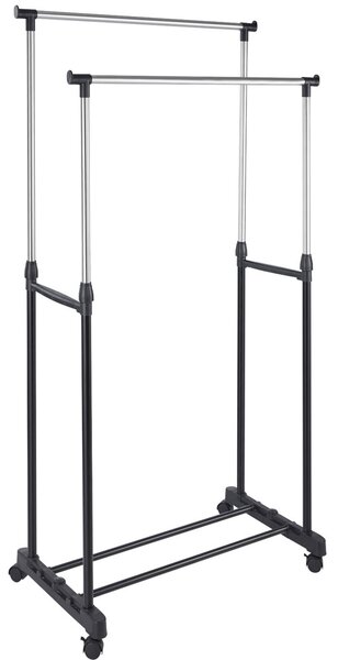 Stand Appendiabiti Doppio con Ruote Stender Regolabile in Altezza 80x40x160cm