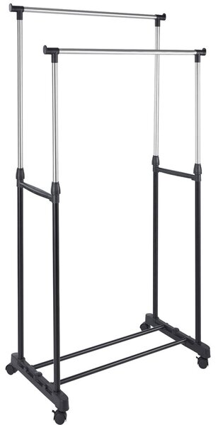 Stand Appendiabiti Doppio con Ruote Stender Regolabile in Altezza 80x40x160cm