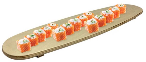 Tagliere Ovale 52x14cm in Legno Multistrato Con Piedini Sushi Salumi Formaggi