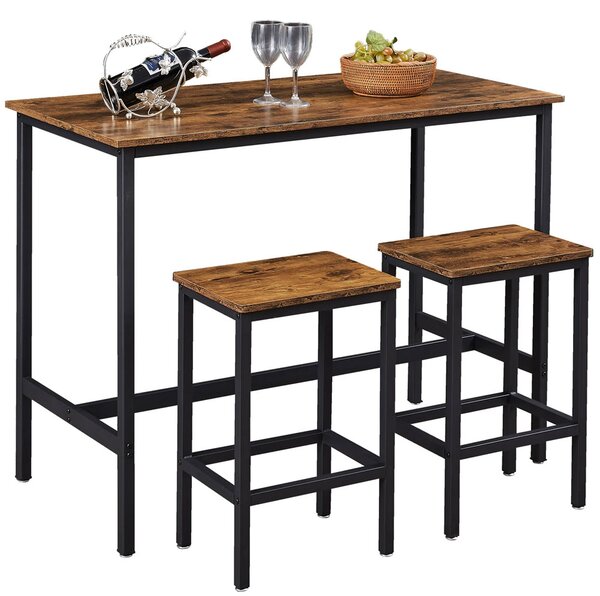 Tavolo + 2 Sgabelli Sala Pranzo Salotto Isola Cucina Design Moderno Industriale