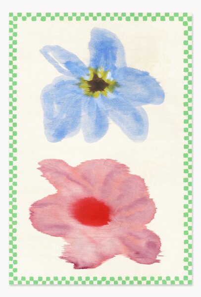 Stampa digitale Flower with Checks 01