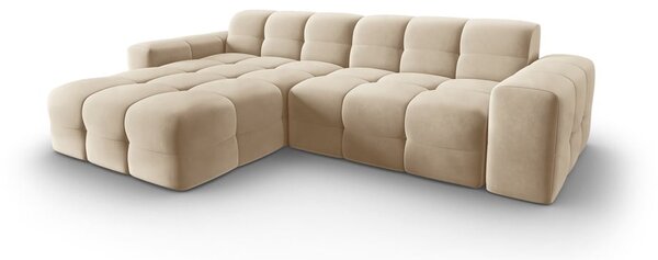Divano angolare in velluto beige (angolo sinistro) Kendal - Micadoni Home