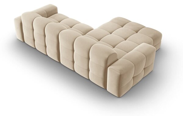 Divano angolare in velluto beige (angolo sinistro) Kendal - Micadoni Home