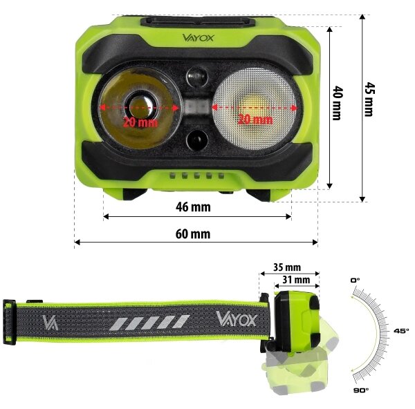LED Lampada frontale ricaricabile dimmerabile LED/10W/5V/3xAAA IP44 600 lm 1200 mAh