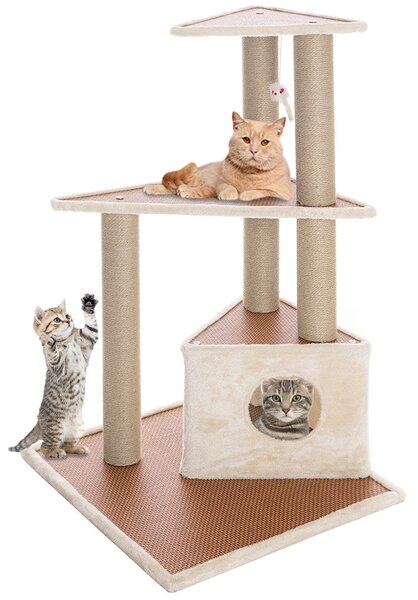 Tiragraffi Albero Rifugio Graffiatoio 1 Cuccia Coperta Casa Animali Gatti Felini