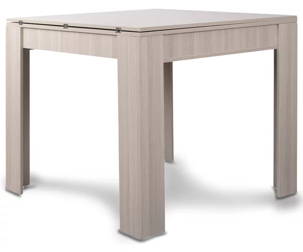 Tavolo da Pranzo Quadrato Allungabile 90x90 in Legno Tortora Apertura a Libro