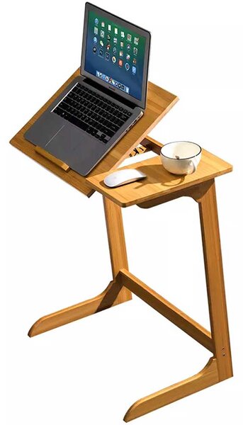 Tavolino Porta PC Computer da Letto Divano Reclinabile in legno