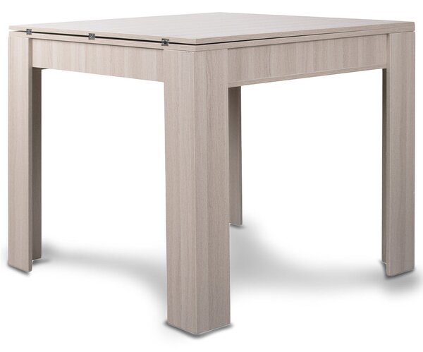 Tavolo da Pranzo Quadrato Allungabile 90x90 in Legno Tortora Apertura a Libro
