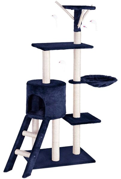 Tiragraffi per Gatti Albero Sisal Parco Giochi Gioco Gatto Tira Graffi Blu Scuro