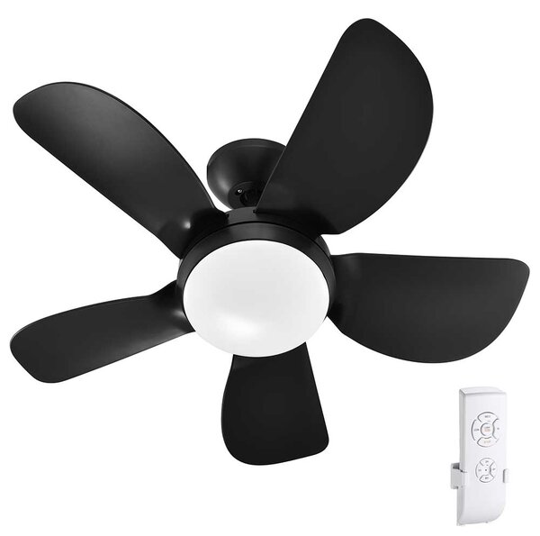 Ventilatore da Soffitto 5 Pale Legno con Lampada Luce LED e Telecomando 76cm