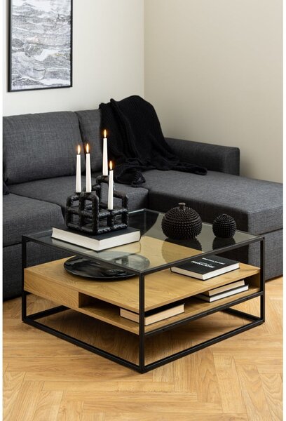 Tavolino con piano in vetro in colore naturale 80x80 cm Randolf - Actona