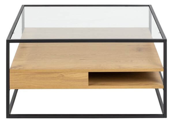 Tavolino con piano in vetro in colore naturale 80x80 cm Randolf - Actona