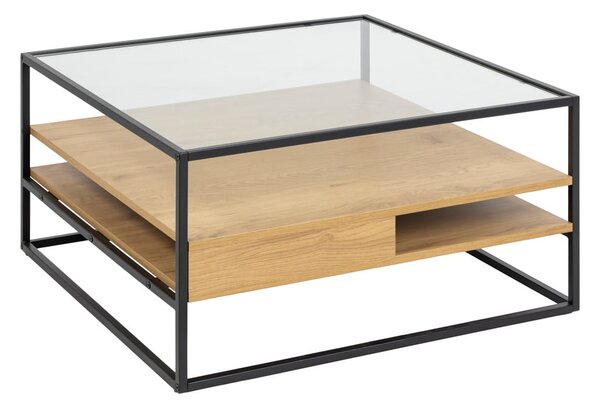 Tavolino con piano in vetro in colore naturale 80x80 cm Randolf - Actona