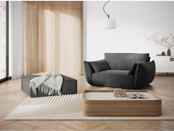 Poggiapiedi grigio con rivestimento in ciniglia Vanda – Mazzini Sofas