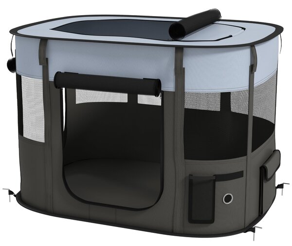 Box per Animali con 7 Finestre 3 Porte e 2 Borse Portaoggetti 84x64x53 cm in Poliestere e Acciaio