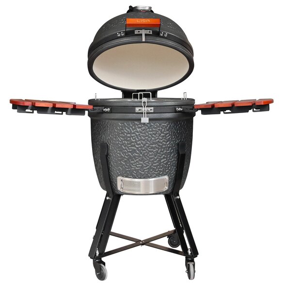 Barbecue a Carbone Carbonella Ø54,7 cm in Ceramica di Mullite con Supporto Kamado Lisa Luxury 21” Nero