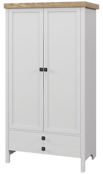 Armadio a 2 Ante con Cassetto Inferiore Barra Appendiabiti e Ripiano 85x55x160 cm Bianco