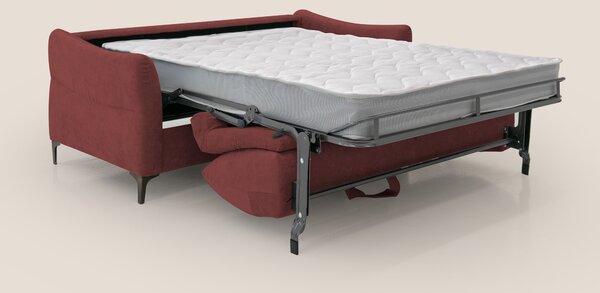Dalia divano letto con materasso H18 cm e piedi alti in raffinato tess