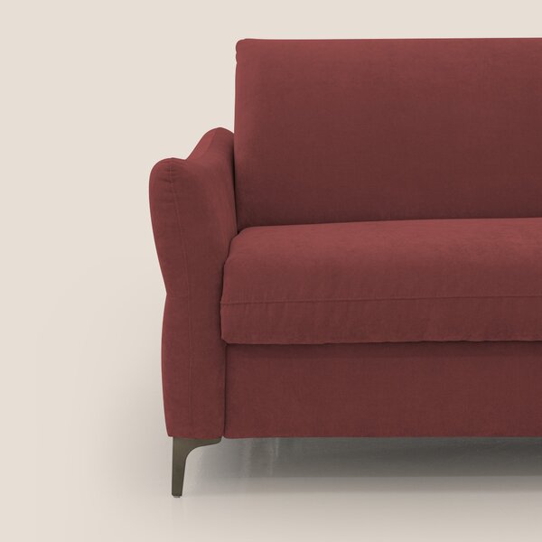 Dalia divano letto con materasso H18 cm e piedi alti in raffinato tess