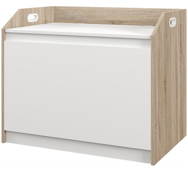 Cassapanca Moderna con Schienale e Vano Contenitore 62,4x40x51,5 cm in Legno Bianco