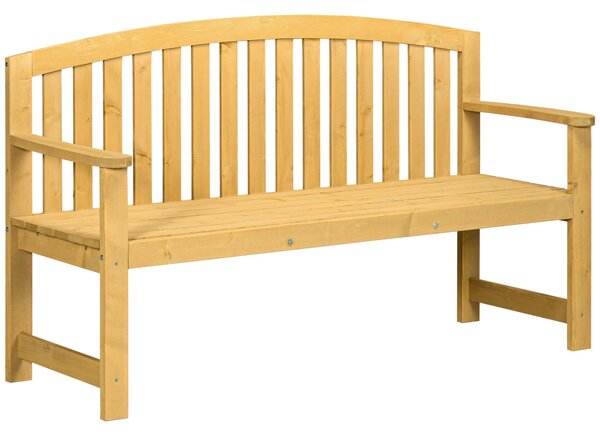 Panchina da Giardino 2 Posti con Seduta e Schienale a Doghe 143x51x85 cm in Legno di Abete