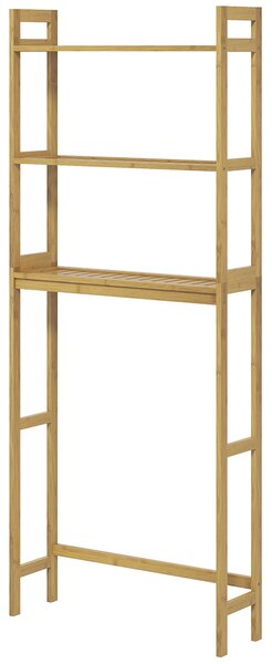 Mobile Sopra WC Salvaspazio a 3 Ripiani Aperti a Doghe 68x20x165 cm in Bambù