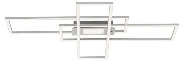 Plafoniera LED, colore acciaio, dimmerabile, telecomando, L98,9 cm